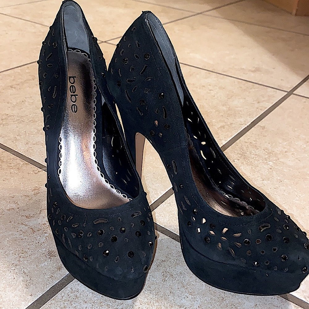 Bebe Maxine black studded heels